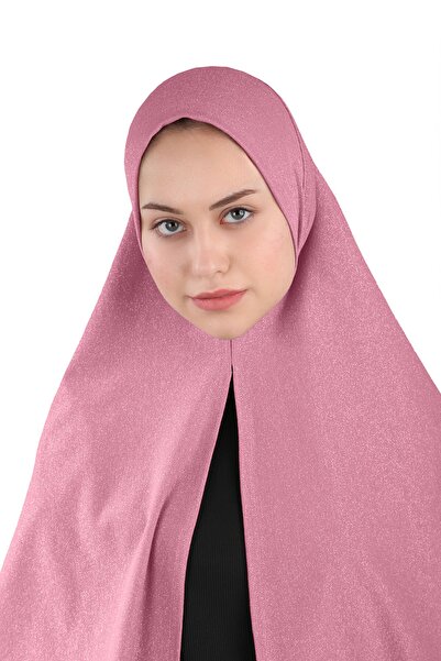 Ecardin Turban Hijab cu eșarfă cu sclipici premium Dusty Rose - St 558