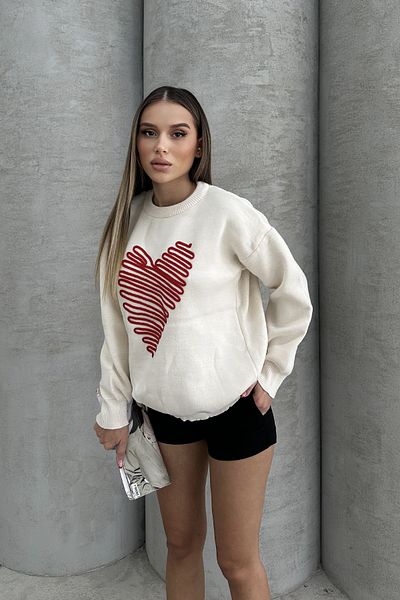 RB CLUB Pulover de damă cu broderie inimă