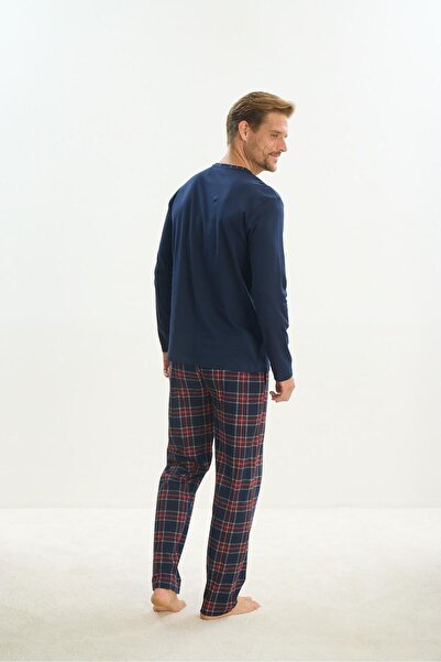 Sevim Ανδρική μακρυμάνικη πιτζάμες Navy Blue - C1T2N5O9