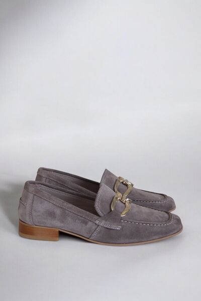 ERS Air Comfort Kadın Vizon Hakiki Süet Deri Metal Tokalı Loafer Rahat Günlük Maskülen Ayakkabı K.352-010