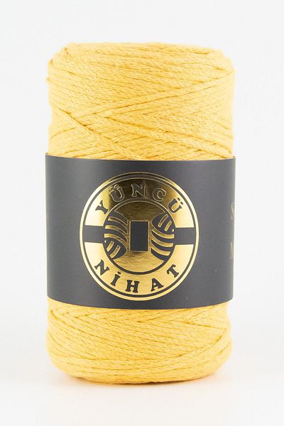 Yüncü Nihat Yellow 200Gr 200m - Cotton Macrame Bag with Chain and Charger Detail