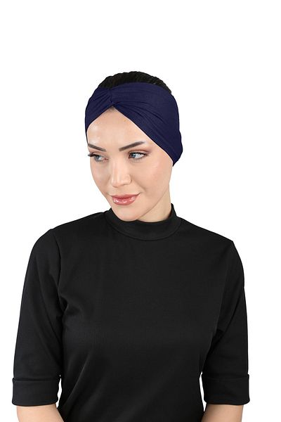 Ecardin Navy Blue Bandana Comfortable Cross Bonnet - St 055