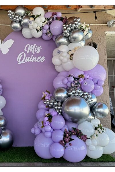 Çemrek Süs Parti Set srebrnih balon lanaca od belog jorgovana, 103 komada