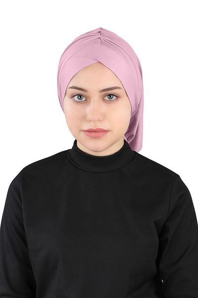 Ecardin Isra Series Pleated Comfortable Cross Turban - St 396 Powder