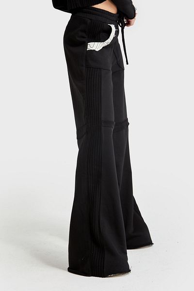 its basic Black Knitwear Women's Sweatpants - 3 Thread Mixed Design