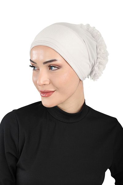 Ecardin Comfortable Fit Bonnet with Adjustable Knob and Laced - St 305 Cream