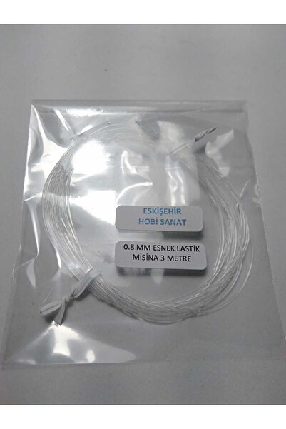 Eskişehir hobi sanat 0.8 Mm Şeffaf Lastik Misina 3 Metre Bileklik Tesbih Ipi ...