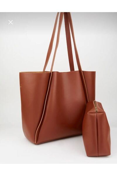 Mercan STORES Women's Tan Soft Leather Large Size Shopper Bag MC2001