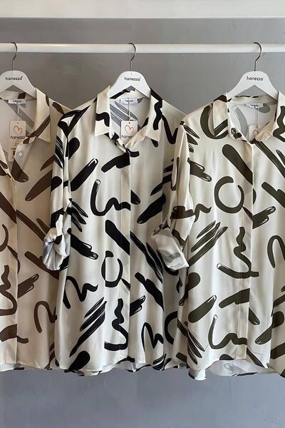 Hanezza Tokyo Desen | Büyük Beden Viskon Gömlek