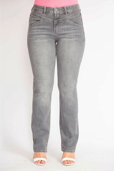 Şans Women's Gray Large Size Lycra 5 Pocket Jeans 65N36394