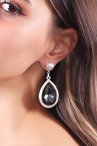 LABALABA Kadın Antik Gümüş Kaplama Taşlı Damla Küpe