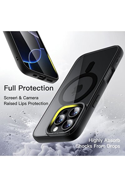 m.tk moveteck iPhone 16 Pro Max Case Chrome Mica Magsafe Transparent Back with Sensitive Button Matte Soft Colored Edge