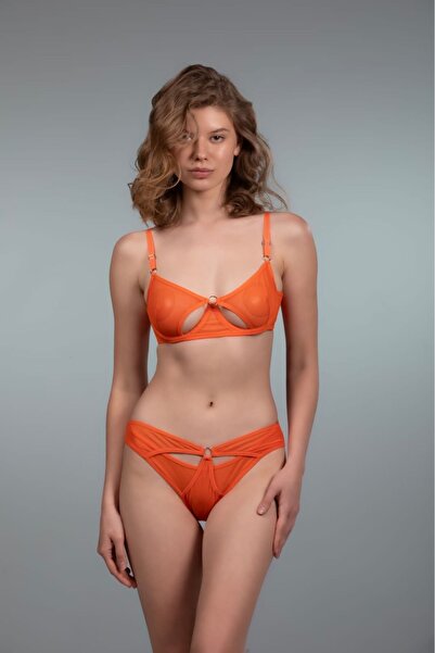 BLUE AVCI LINGERIE Sa žicom Narandžasti komplet grudnjaka i gaćica