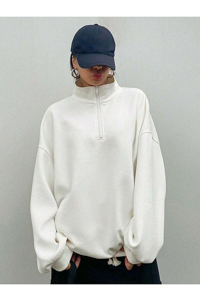 WEARTEX Unisex Half Zipper Unprinted Sweatshirt