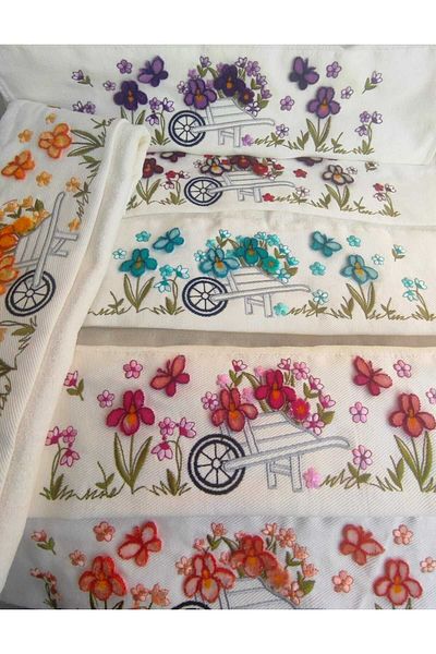 Fiesta Soft Velvet Towel - 6 Pieces, 3D Tufting Printed, 50X90 cm