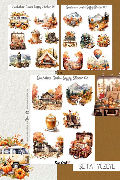 SelisCraft Sonbahar Gezisi Temalı Şeffaf Sticker Seti 01-02-03 Ajanda Planlay...