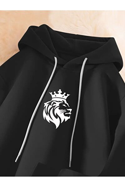 GALASHOP سويت شيرت بغطاء للرأس على شكل الأسد الملك