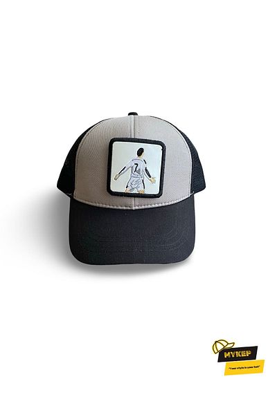 myistasyon "tarzınızı evinize yansıtın" Unisex Grey-Black Cr7 Figured Embroidered Hat - Interchangeable Cap