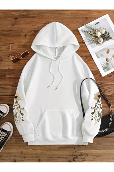 GALASHOP Çiçek Desenli hoodie Kapüşonlu