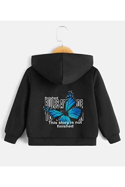 coolart Παιδική μαύρη βαμβακερή ζακέτα με σχέδιο πεταλούδας - με φερμουάρ και...