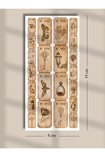 Hume Craft Vintage Journal Sticker Seti / Bullet Journal Scrapbook Kolaj için...