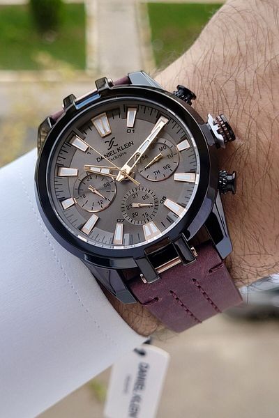 Daniel Klein Black Brown Men's Wristwatch - Gift Packed, Active Indicators