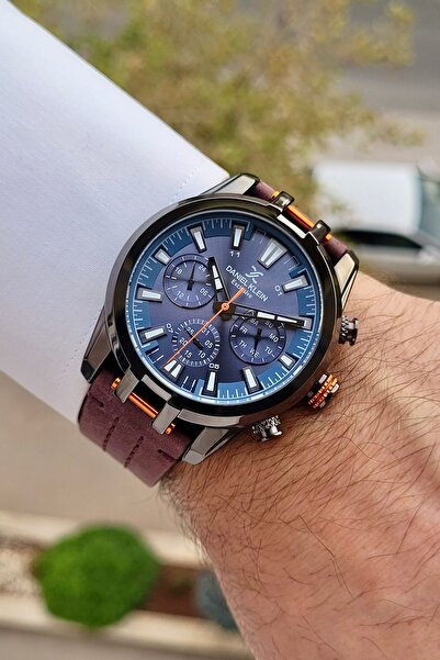 Daniel Klein Smoked Case - Men's Wristwatch with Brown Cord, Gift Package and Active Indicators