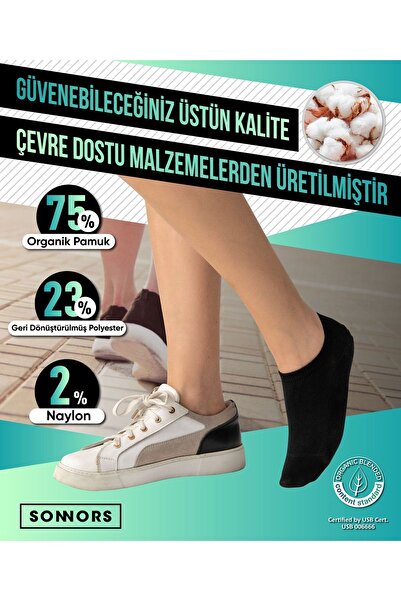 SONNORS 6 чифта невидими чорапи, жени, мъже, не се показват, неплъзгащи се черно-бели сандали от органичен памук