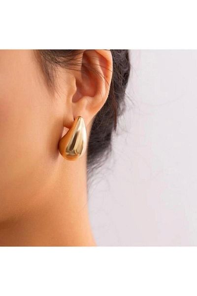 Eylülün Takısı Gold Color Chubby Earrings Bottega Teardrop Earrings