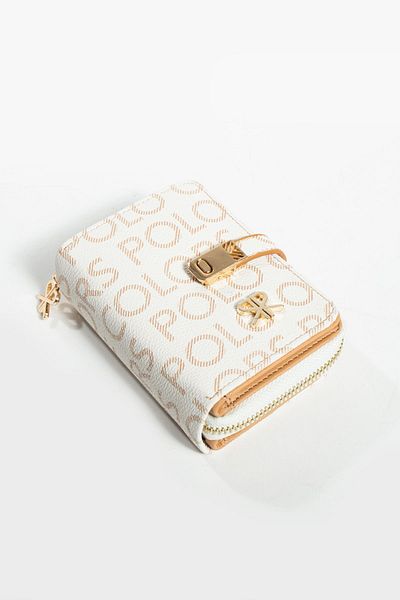 ImPolo Derek Cream Camel Empin Printed Women's Hand and Bag Wallet - 10X13 Size