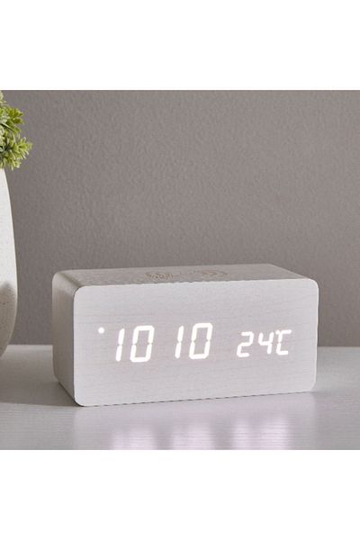 Home Box Espiri LED Wooden Clock with Bluetooth Speaker - 15x7x7 cm