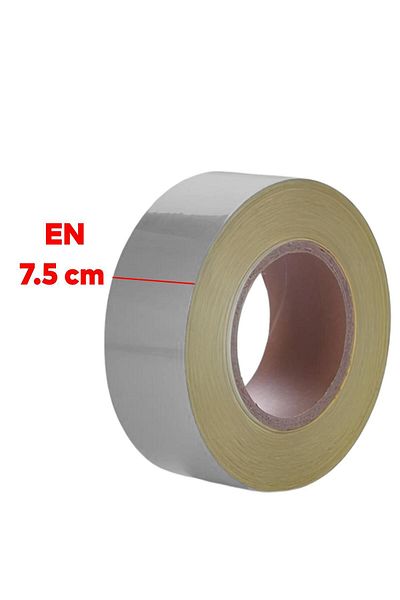 Badem10 7.5 cm 5 Mt Metalized Gray Warning Tape - Plain Pattern, Reflective Shining