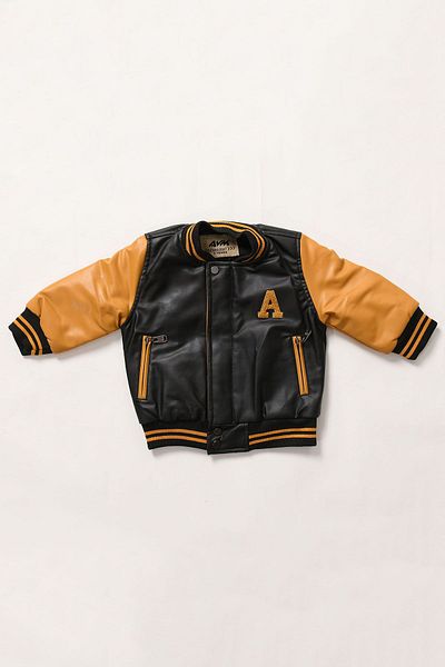 Go Veform Baby Boy and Child Avm2112 Model Mustard Faux Leather Coat