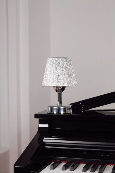 Maison Avf Modern Led Abajur Üst Gümüş-alt Gümüş Detay ( 9v Pil 75-90 Saat)