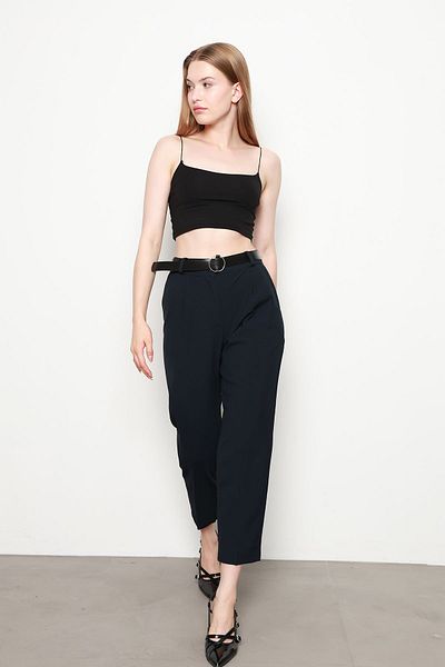 İKLİM LİFE Black Belted and Elastic Waist Trousers