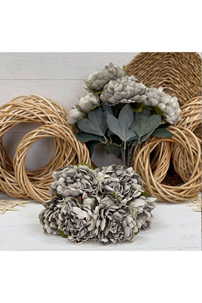 KOZALILAR Yapay Çiçek 9 Dallı İçi Tohumlu Katmerli Lüx Şakayık Demeti