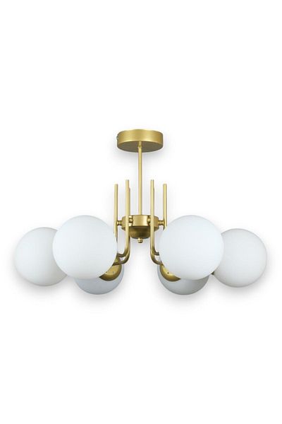Fer Avize Tanya Modern Design Kitchen - Living Room - Bedroom - Ceiling Antique Color White Glass 6-Piece Chandelier