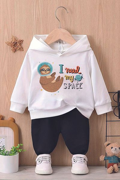 ADABEBEK Astronaut and Animal Printed Hooded Baby Set - 22038