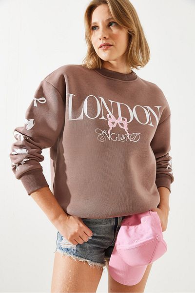 Bianco Lucci Dámská mikina s potiskem London Life se třemi vlákny Mbhs004 60601004