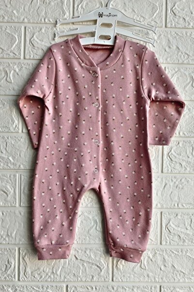 Kids Papatya Desenli Çıtçıtlı Pamuk Kumaş Kız Bebek Tulum