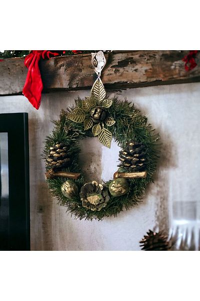 ART PINE 25cm Φυσικό-Τεχνητό Στολίδι Πρωτοχρονιάς - Πρωτοχρονιάτικο Διακοσμητικό Χριστουγεννιάτικο Κράσπεδο