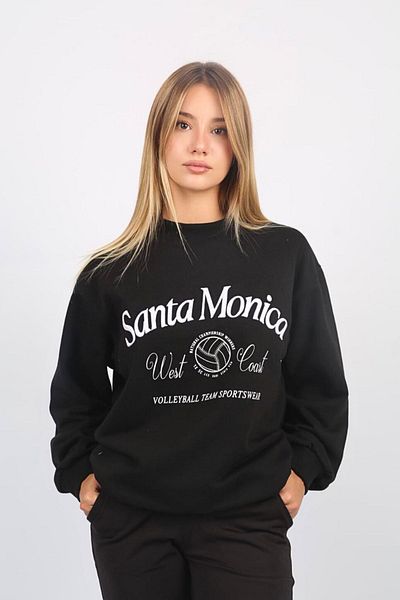 Seeh Hanorac oversize cu model negru cu gât turnu SH115