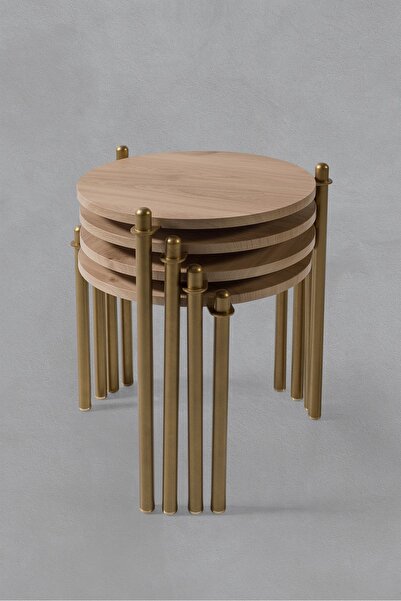 Veys Sehpa 4 LÜ FLORA ZİGON SEHPA - MEŞE