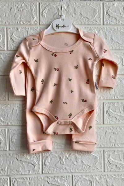 Kids Gül Desenli Çıtçıtlı Zıbın Seti