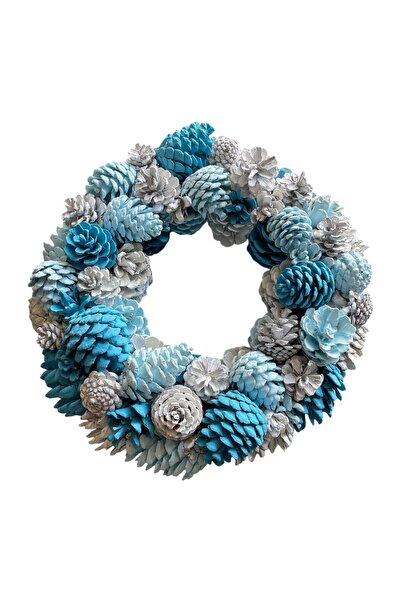 ART PINE Doğal Natural Renkli Kozalak Çelenk Kapı Süsü Yılbaşı Parti Eğlence Yenidoğan 35cm