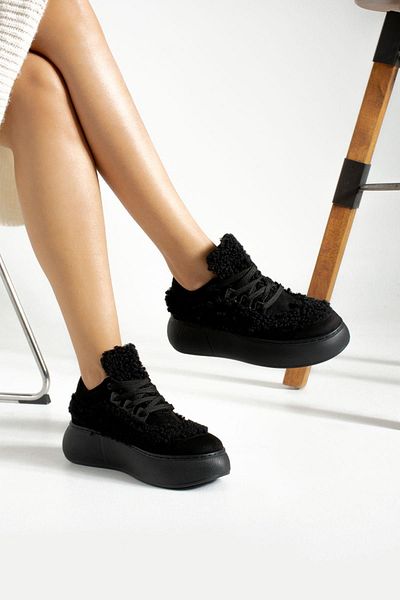 Glenz Pantofi sport pentru femei cu talpă înaltă cu pene TS1157