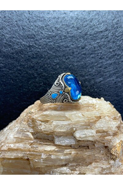 Asteria Jewelry Doğal Aquamarine Taşlı Gümüş Yüzük - 925 Ayar Özel Tasarım