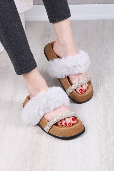 Glenz Kadın Günlük Taşlı Peluş Terlik Ts1133