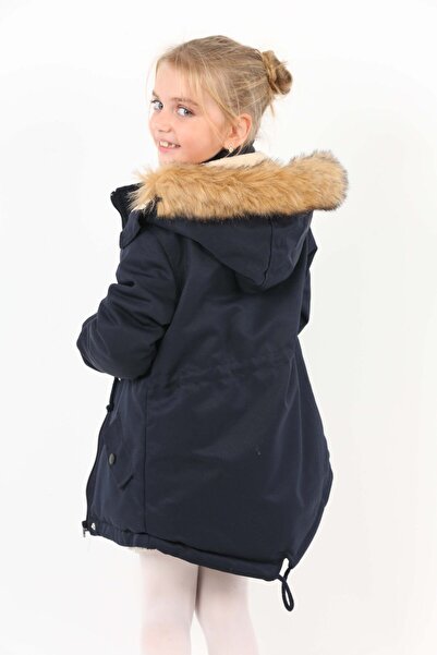 Jannock Çocuk Unisex Kışlık Su I?tici Uzun Kürk Kaplama Mont Kaban 6-15 Yaş