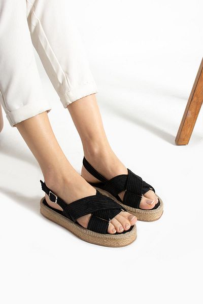 Glenz Women's Velvet Ankle Buckle Sandals TS1172
